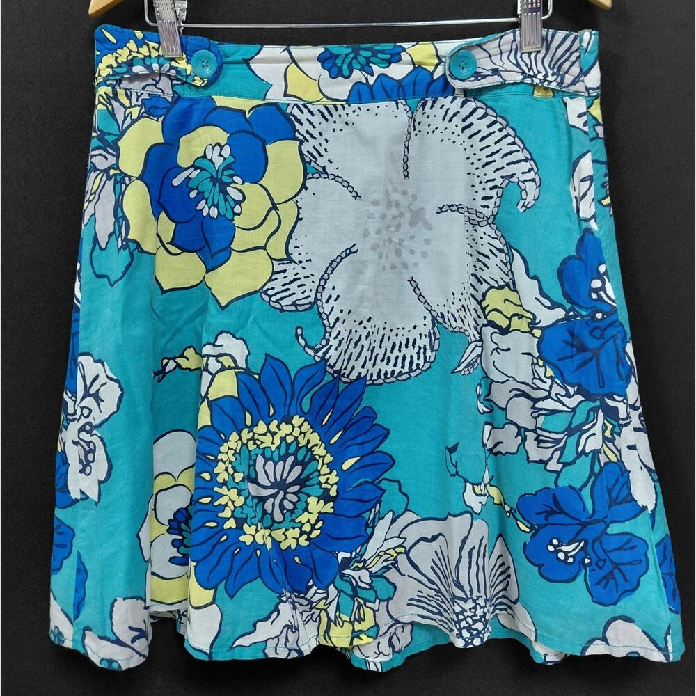 Tom Tailor Floral Cotton Skirt Blue Lightweight Women Size 38